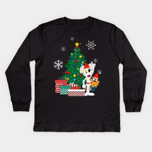 Danger Mouse And Penfold Around The Christmas Tree Kids Long Sleeve T-Shirt